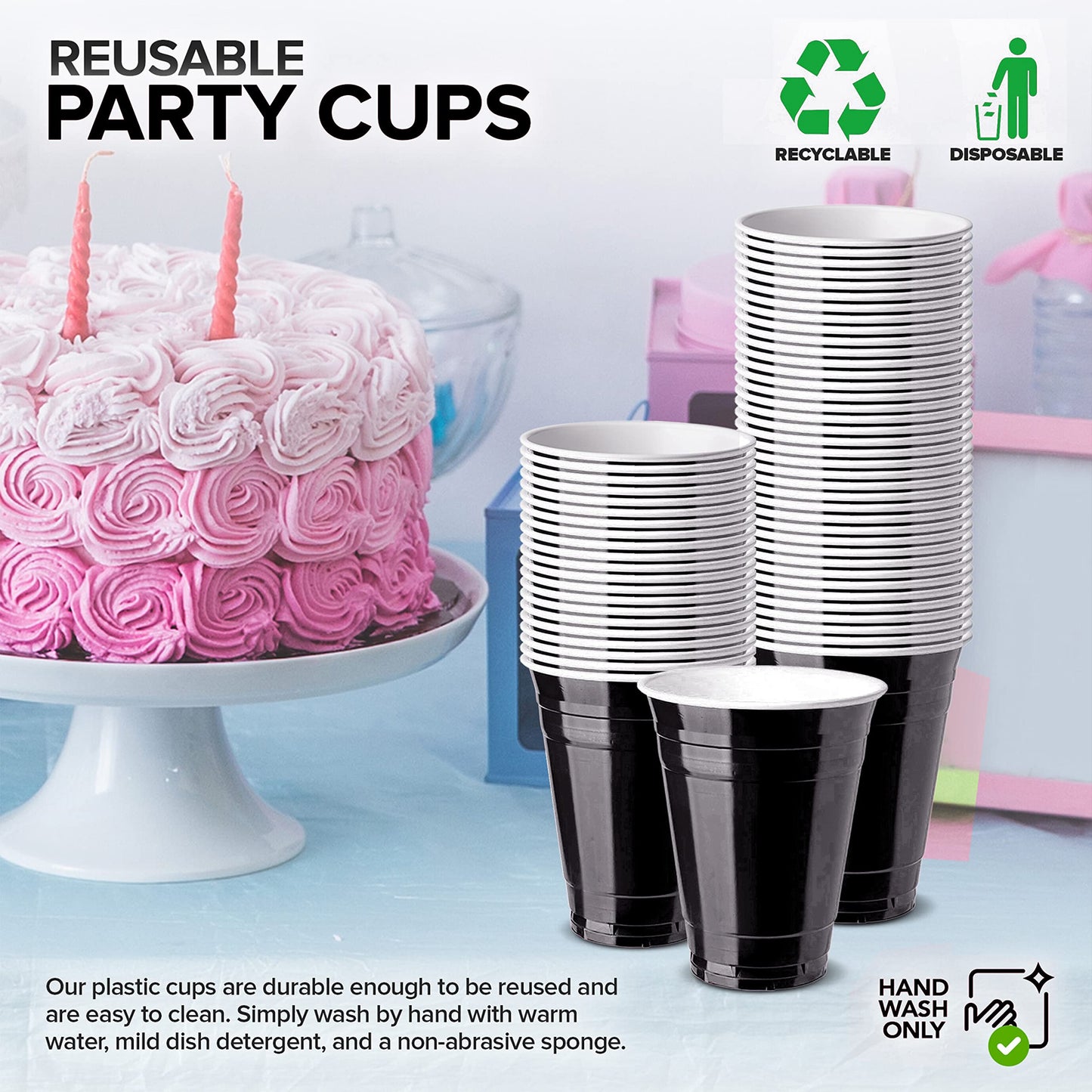 Stock Your Home 16oz Disposable Plastic Cups - 100 Count