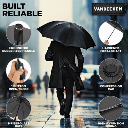 Van Beeken Compact Windproof Travel Umbrella