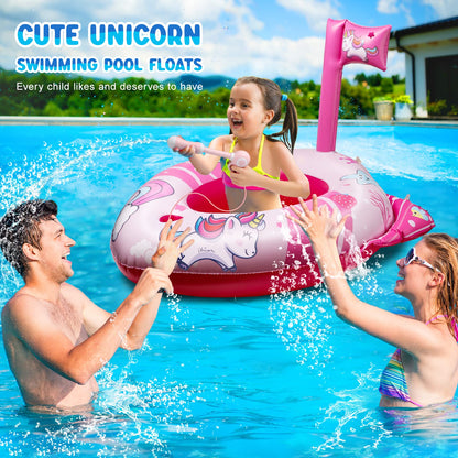 HopeRock Unicorn Pool Floats for Kids and Toddlers,with Water Gun, Pool Toys for 3-8 Years Old Girls and Boys, Inflatable Swimming Pool Toys