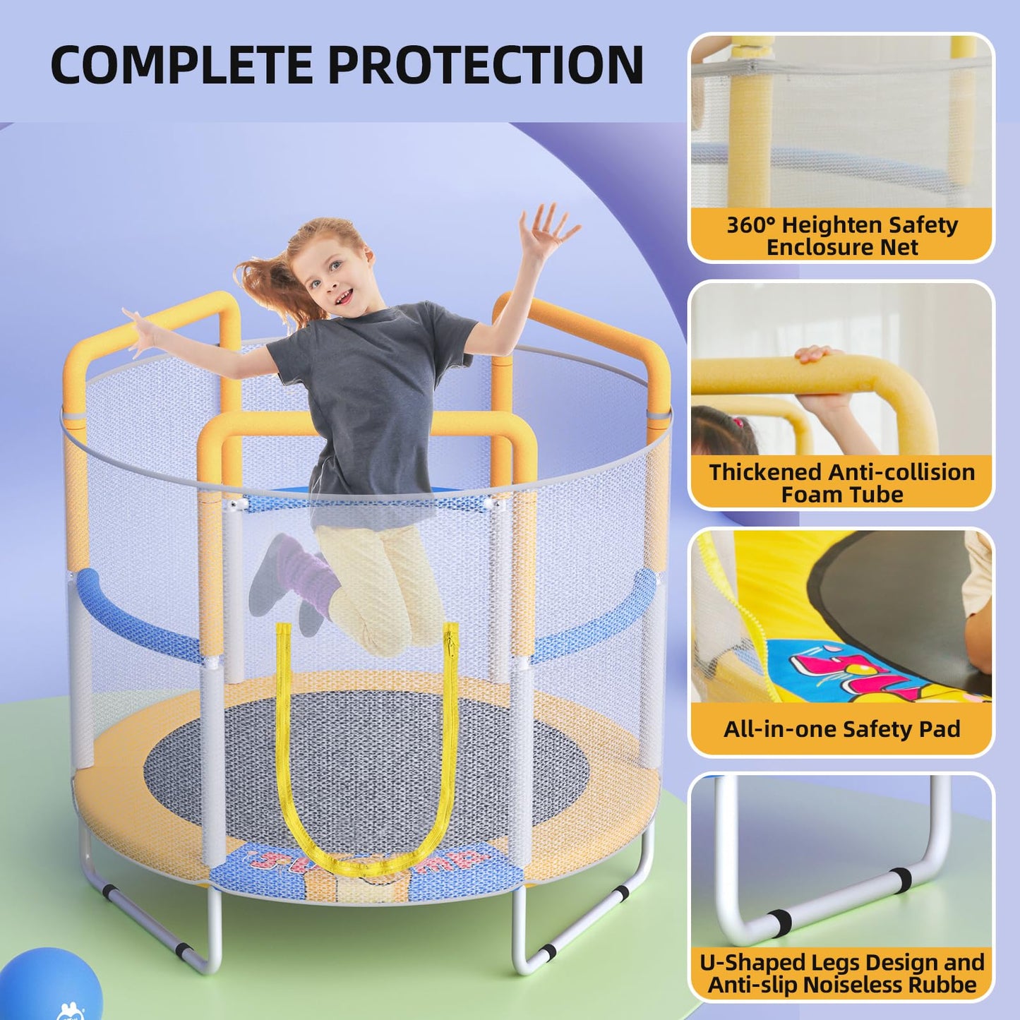 55" Indoor Outdoor Trampoline for Kids