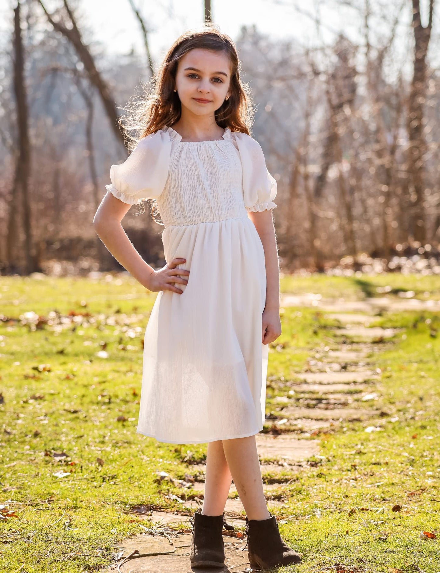 Arshiner Girl's Sleeveless Stretchy Crop Top A-Line Swing Party Dress Solid White for 4-5 Years