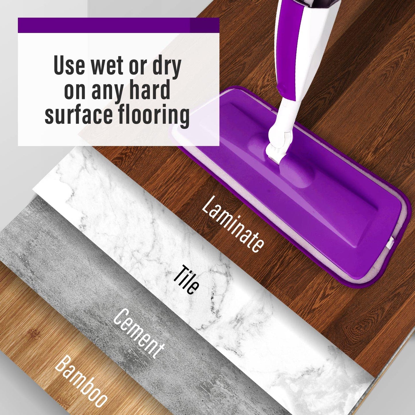 Mops for Floor Cleaning Wet Spray Mop with 14 oz Refillable Bottle and 3 Washable Microfiber Pads Home or Commercial Use Dry Wet Flat Mop for Hardwood Laminate Wood Ceramic