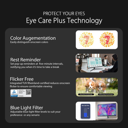 ASUS 27” 1080P Eye Care Monitor (VU279CFE-B) - Full HD, IPS, 100Hz, Adaptive-Sync, USB-C, Ambient Light Sensor, Height Adjustable, Cable Clip, EyeCare+ Technology, 3 Year Warranty, Quiet Blue Color