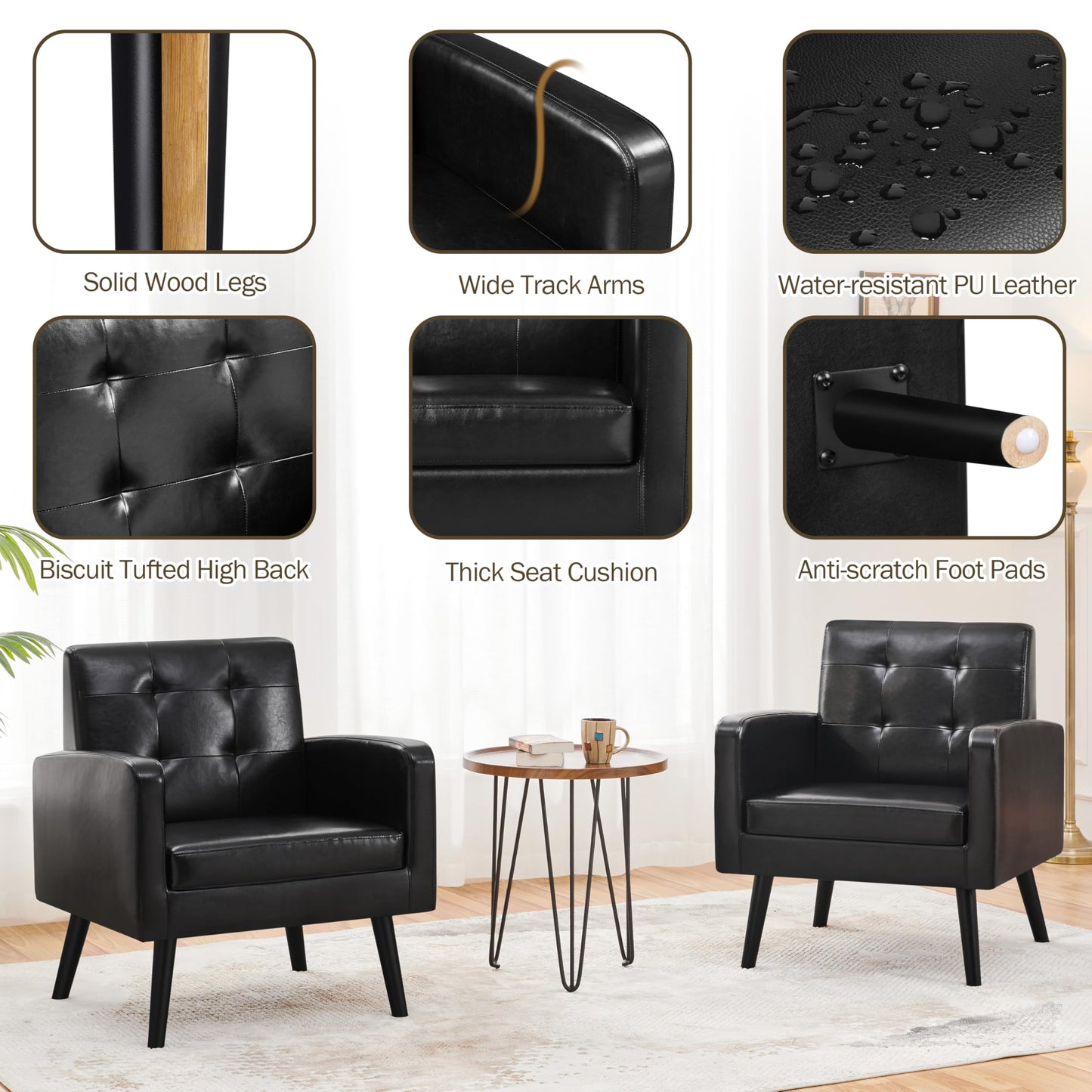 Yaheetech Mid-Century Accent Armchair for Living Room