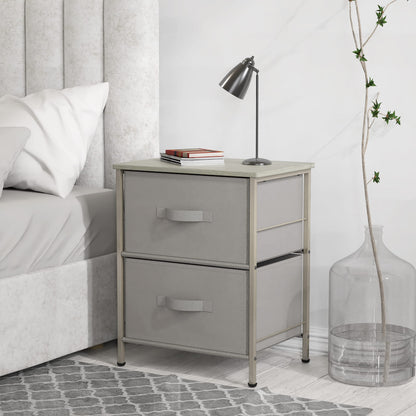Simple Houseware Nightstands Dresser for Bedroom 2-Tier Organizer Drawer Storage Tower, Grey