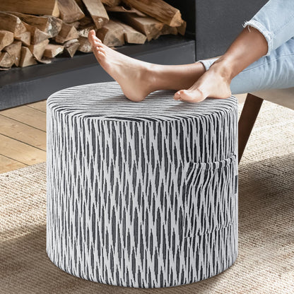 Round Stuffed Pouf Ottoman for Living Room