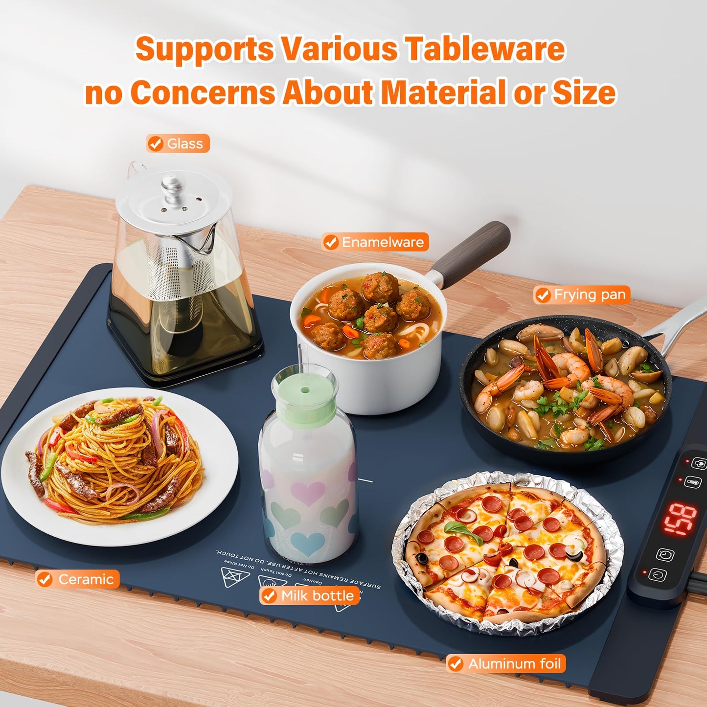LENSEMUS Electric Warming Tray with Timer and Control