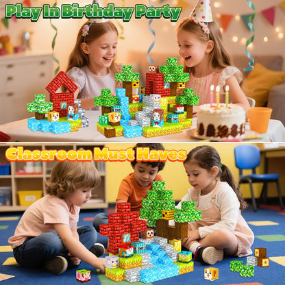 ORZbb Magnetic Blocks, Magnet Cubes Building Blocks Toddler Travel Toys for 3-5 5-7 8-13 Year Old Boys Girls, Montessori Sensory Kids Toys & Games, Kids Birthday Decorations Party Favors Gifts