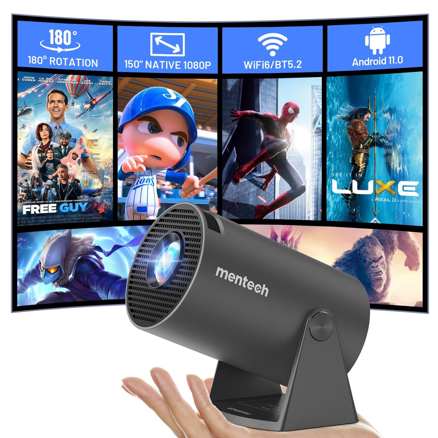 Portable Mini Projector with WiFi and Bluetooth