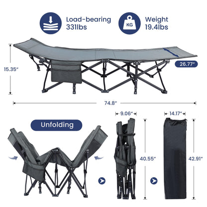 YSSOA Camping Cot for Adults, Foldable Bed for Outdoor with Portable Bag, Camping Bed Lightweight Sleeping Cots for Camping, Easy to Set up