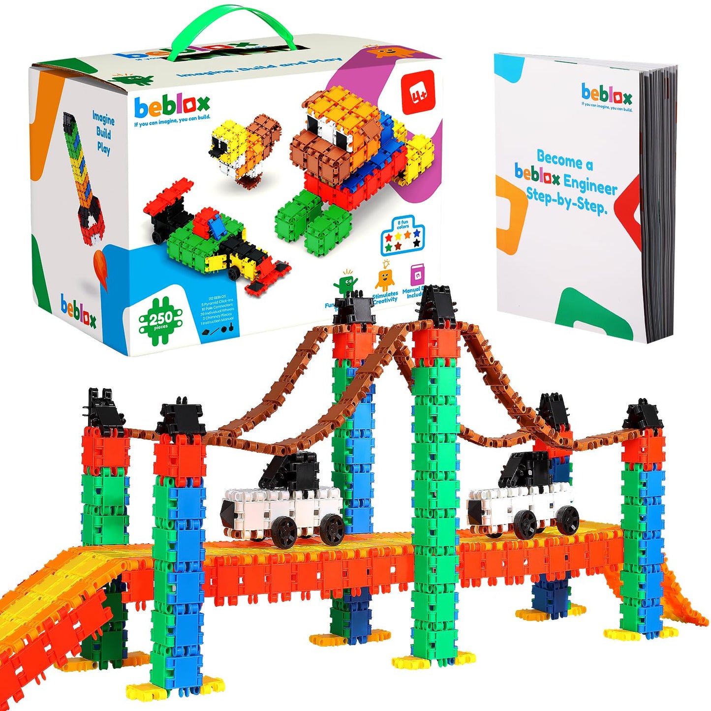 BEBLOX 250-Piece Building Blocks Set for Kids