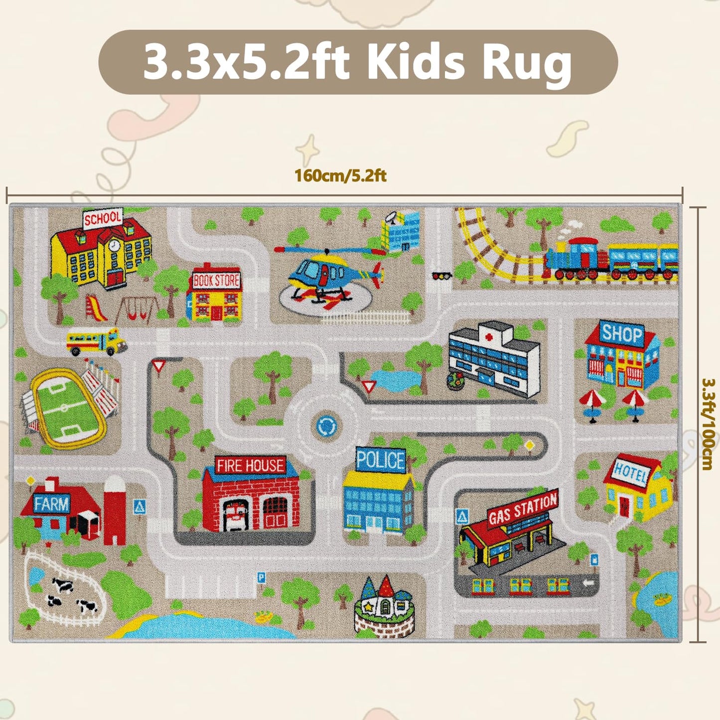 Kids Educational Traffic Road Play Rug 5.2'x3.3'