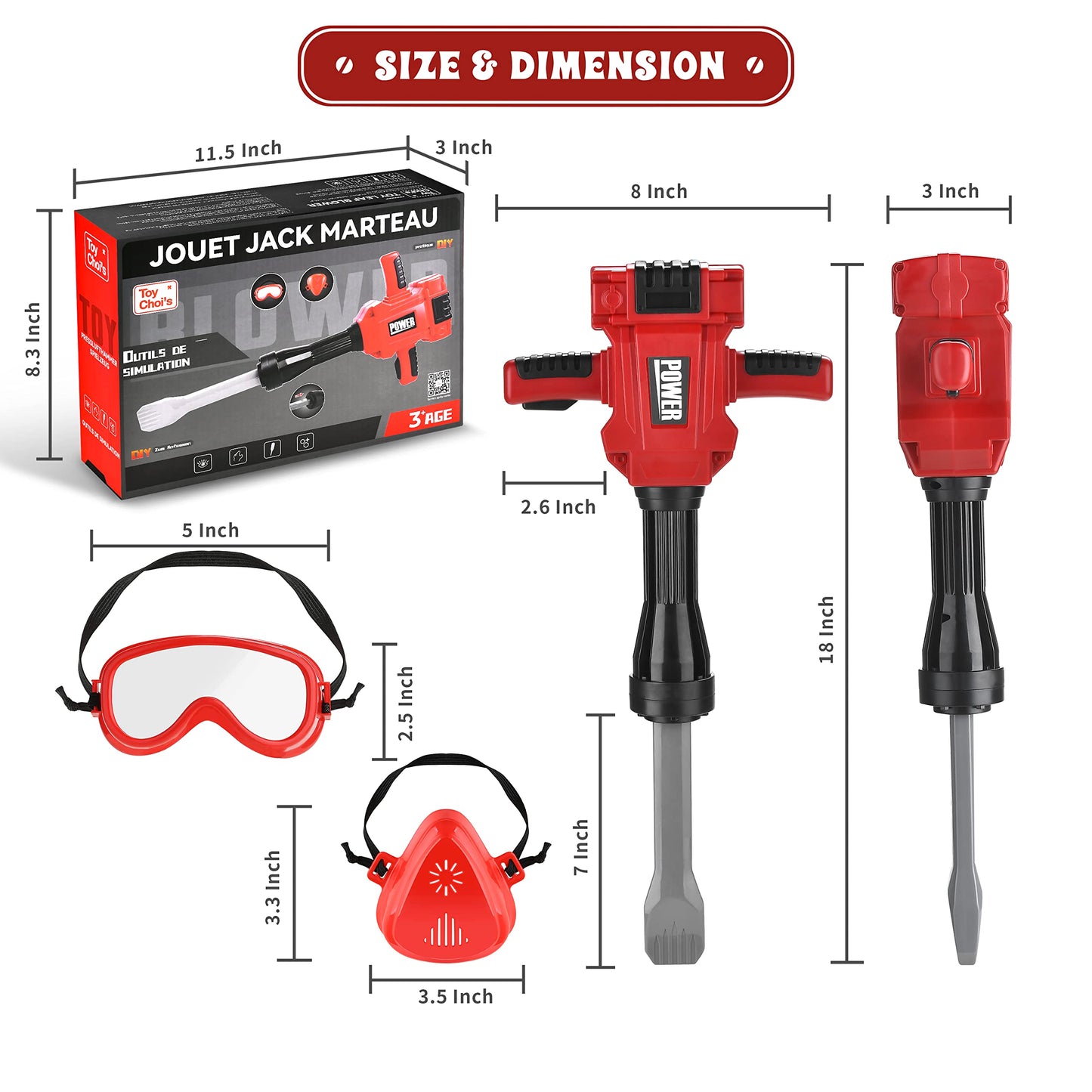 Kids Jackhammer Toy Drill with Realistic Sound