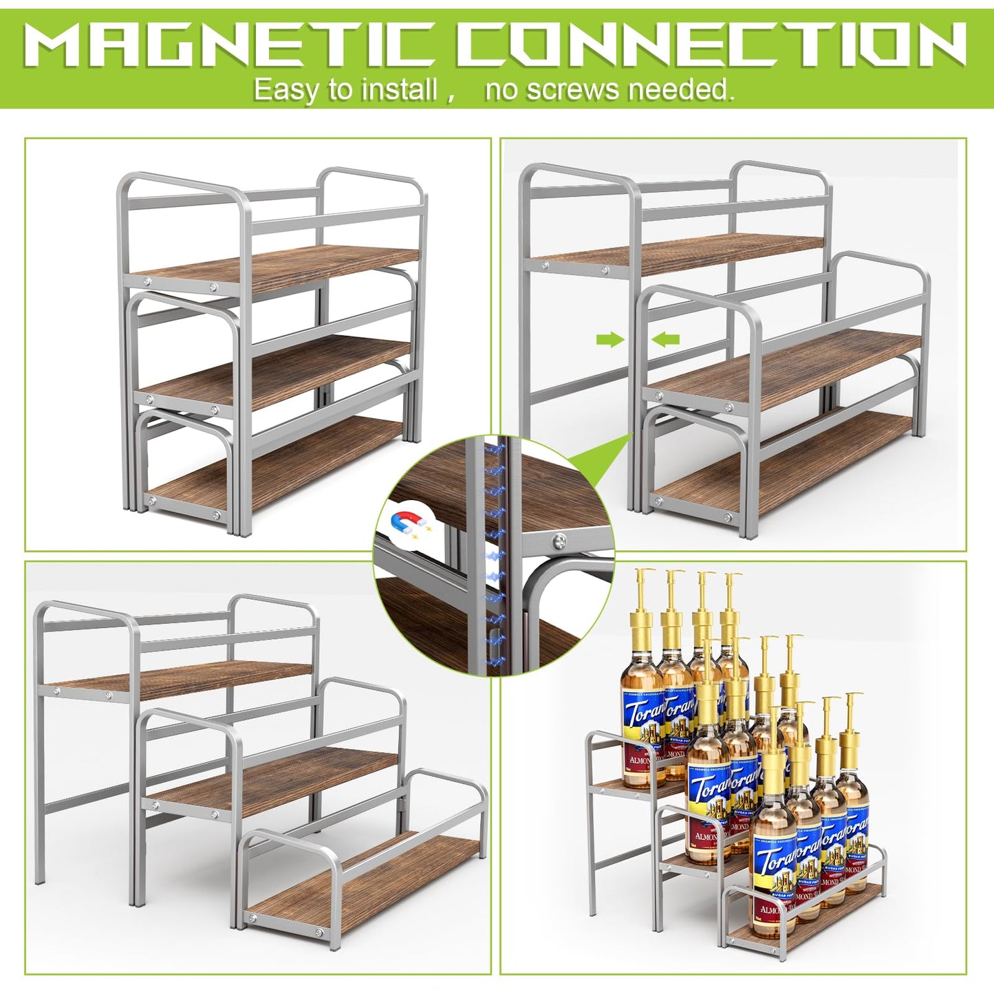 3-Tier Coffee Syrup Rack for Countertop Storage