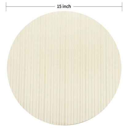 FunWheat Placemats Set of 8 Vinyl Washable Place Mats for Dining Table Durable Plastic Woven Round Table Mats 15 inches Easy to Clean (Round Beige, 8pcs)