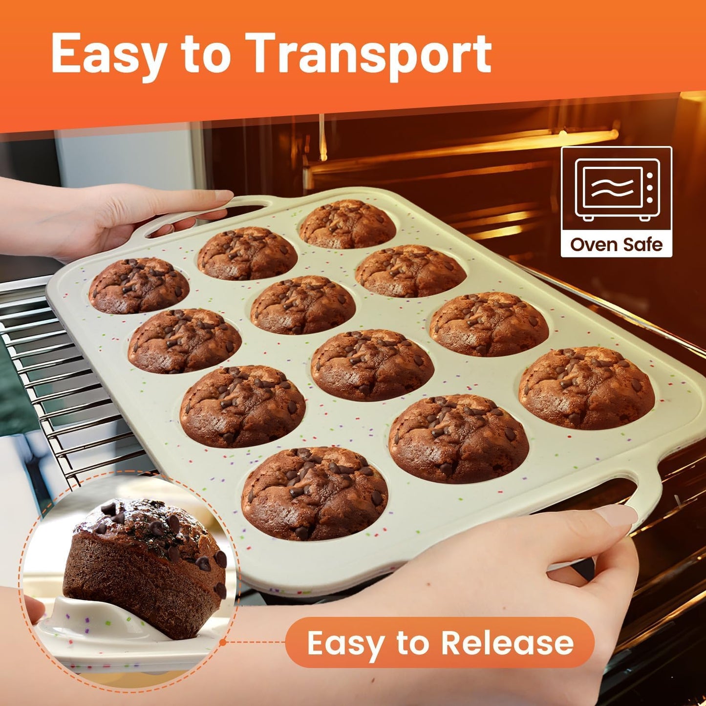 12-Cup Silicone Muffin Pan Set - Non-Stick