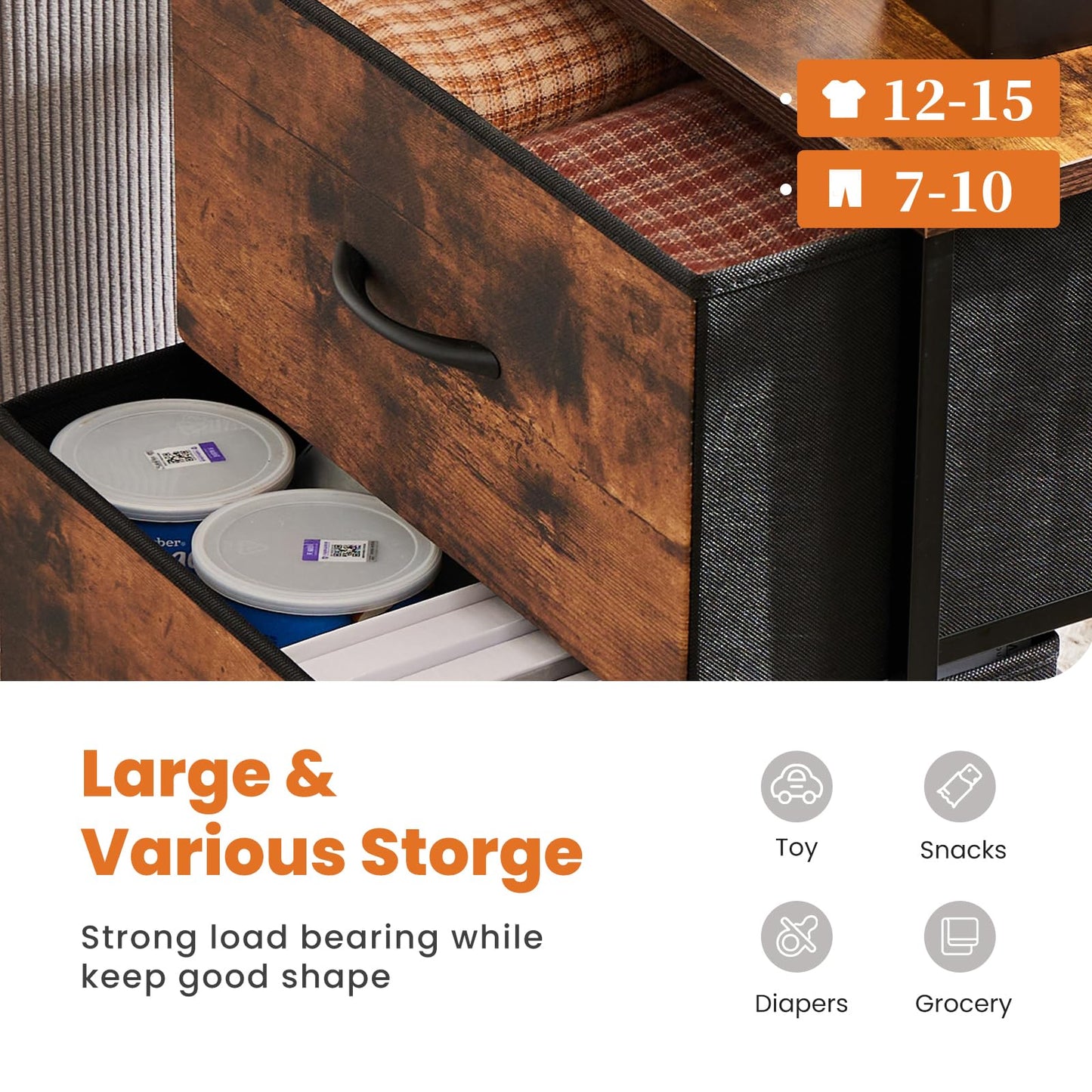 Sweetcrispy Nightstand Set of 2 with 2 Storage Drawers