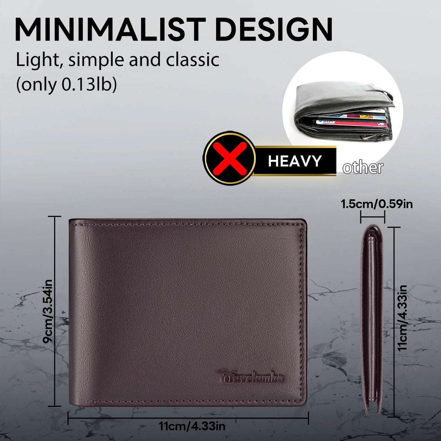 Slim RFID Bifold Wallet for Men - Travelambo