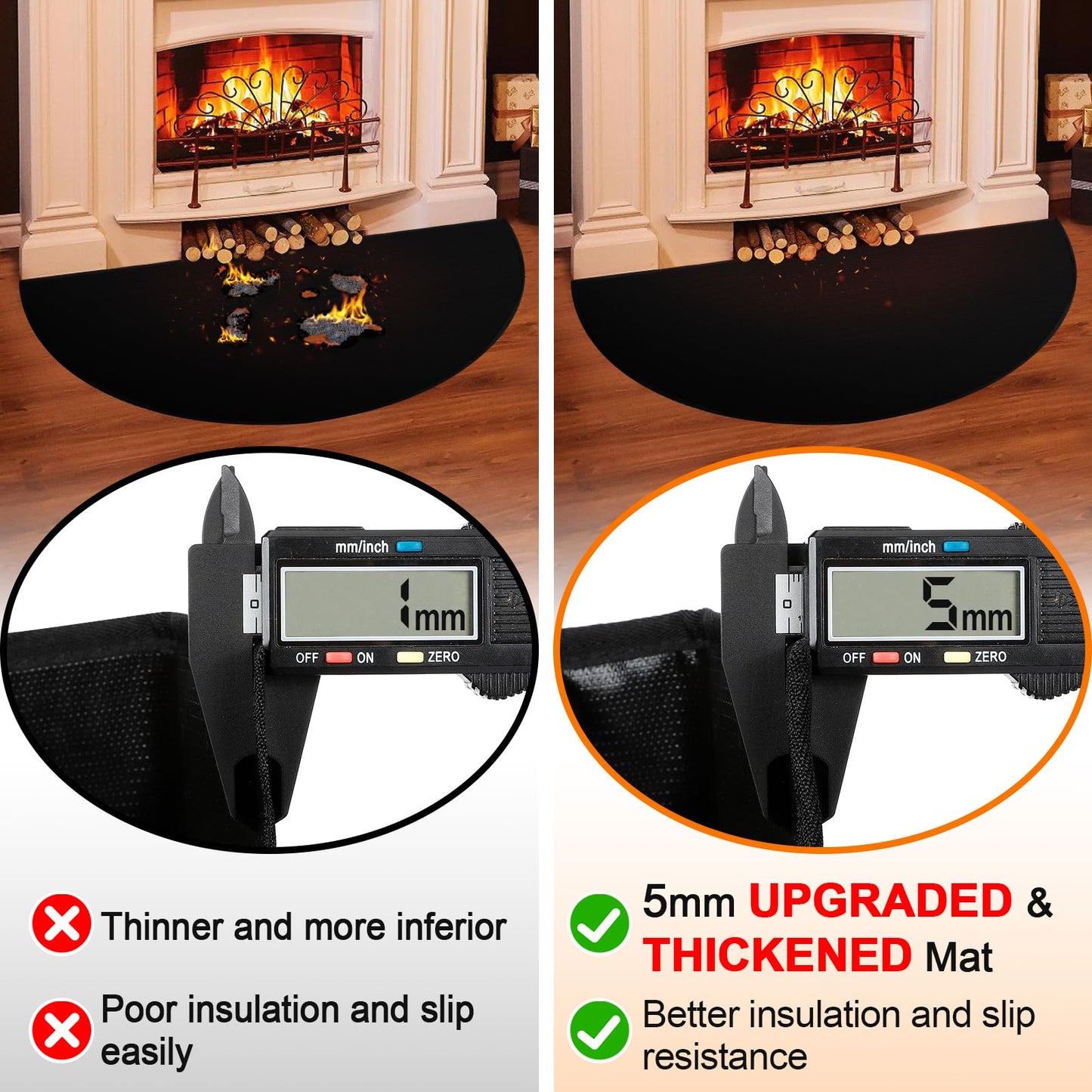 Fireproof Hearth Pad for Fireplace & Wood Stove