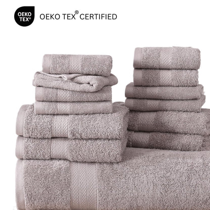 LANE LINEN 24 Piece Luxury Towels Set - 100% Cotton Towels for Bathroom, 4 Oversized Bath Towels, 2 Bath Sheets Extra Large, 6 Hand Towels, 8 Wash Cloths for Your Face, 4 Fingertip Towels - Platinum