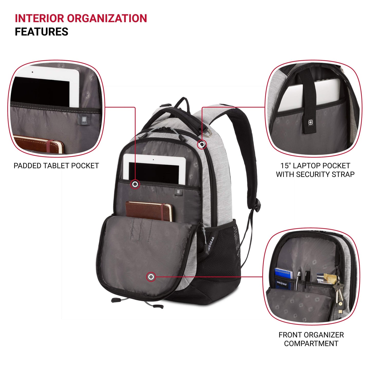 SwissGear 18-Inch Laptop Backpack in Heather Grey