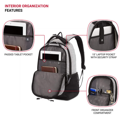 SwissGear 18-Inch Laptop Backpack in Heather Grey
