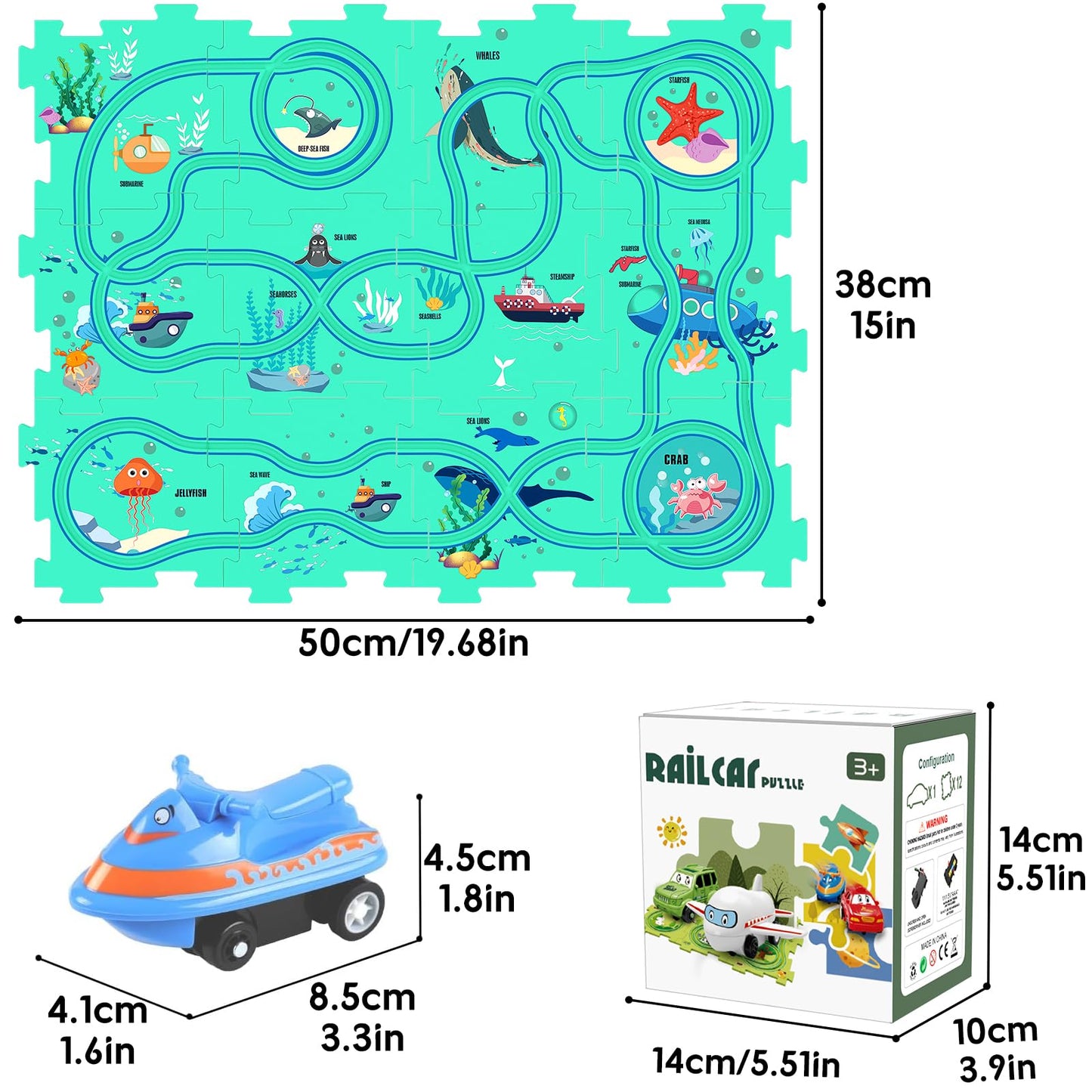 Kids Puzzle Rail Car Play Set for Toddlers