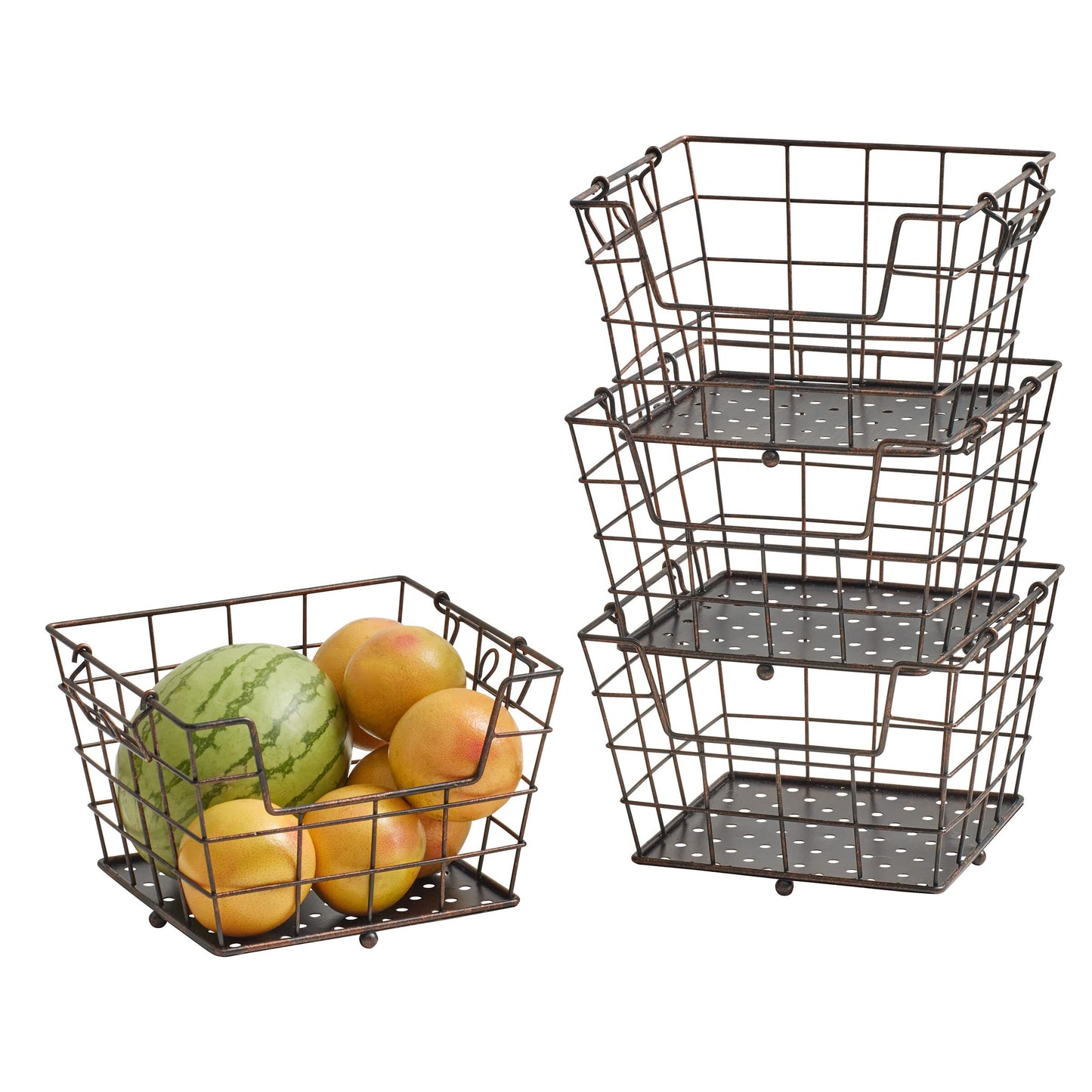 Gourmet Basics 4-Tier Metal Fruit Basket Stand