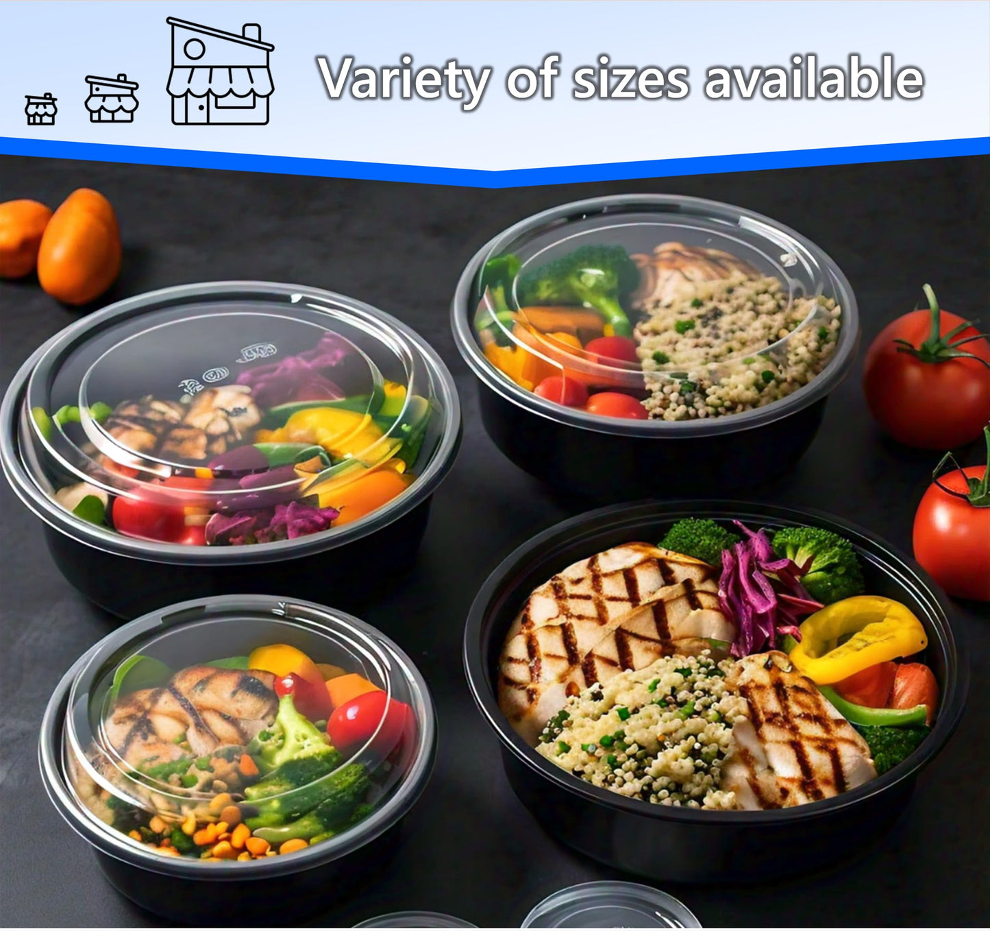 Mr Miracle 32 OZ Round Meal Prep Containers 50 Pack