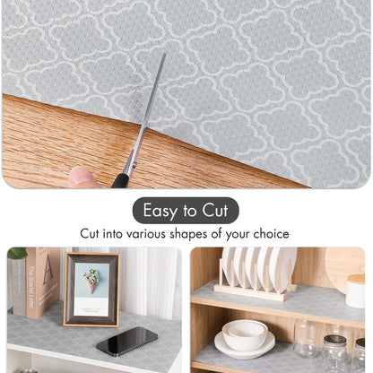 Cooyes Shelf Liner, Non-Slip Cabinet Liner, Washable Oil-Proof for Kitchen Cabinet with Modern Pattern, Durable EVA Shelves, Refrigerator, Storage, Desks, Pantry, Non Adhesive Drawers