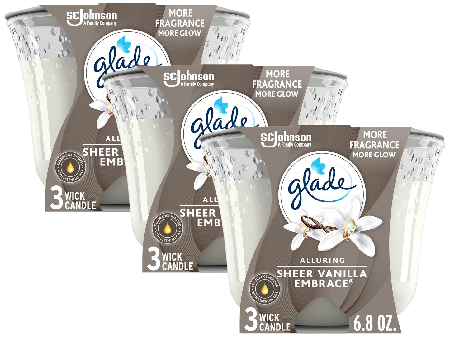 3-Pack Glade Sheer Vanilla Embrace Candles