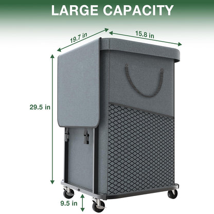 40L Rolling Laundry Basket with Metal Frame