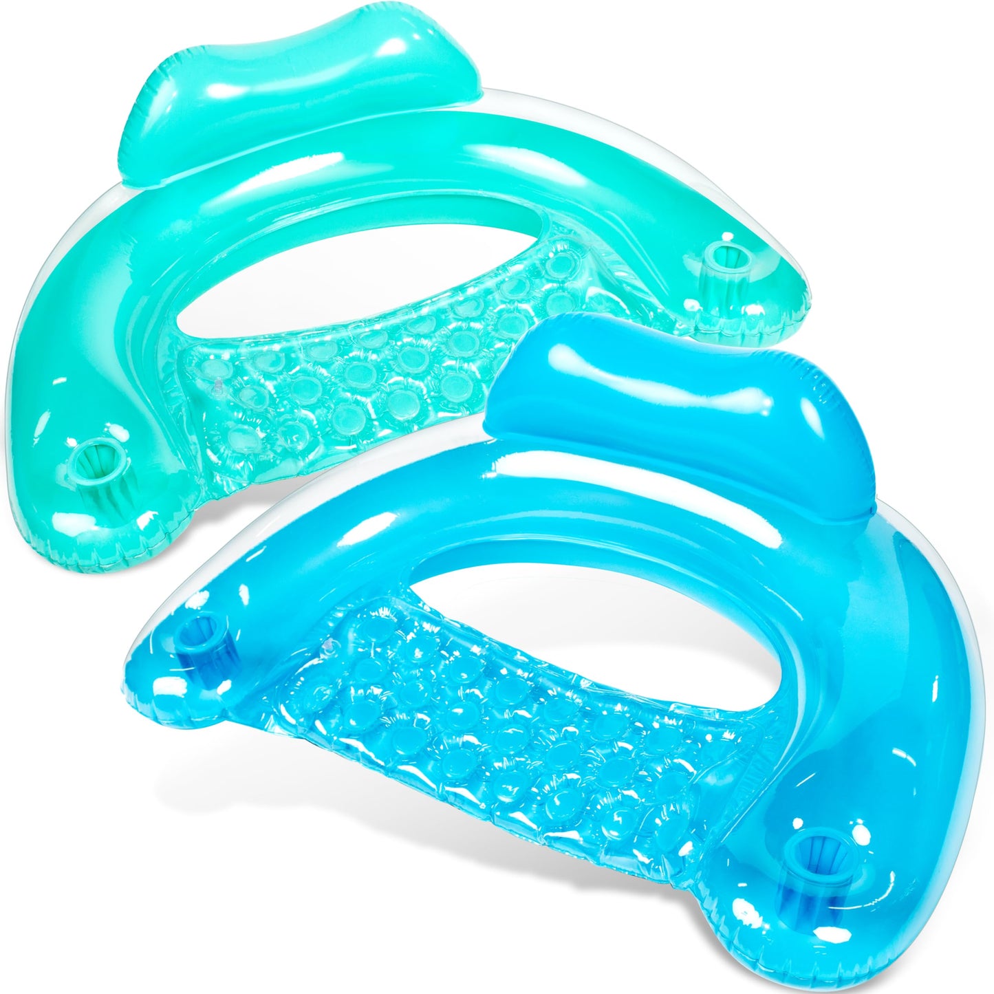 2 Pack Inflatable Pool Chairs with Cup Holders