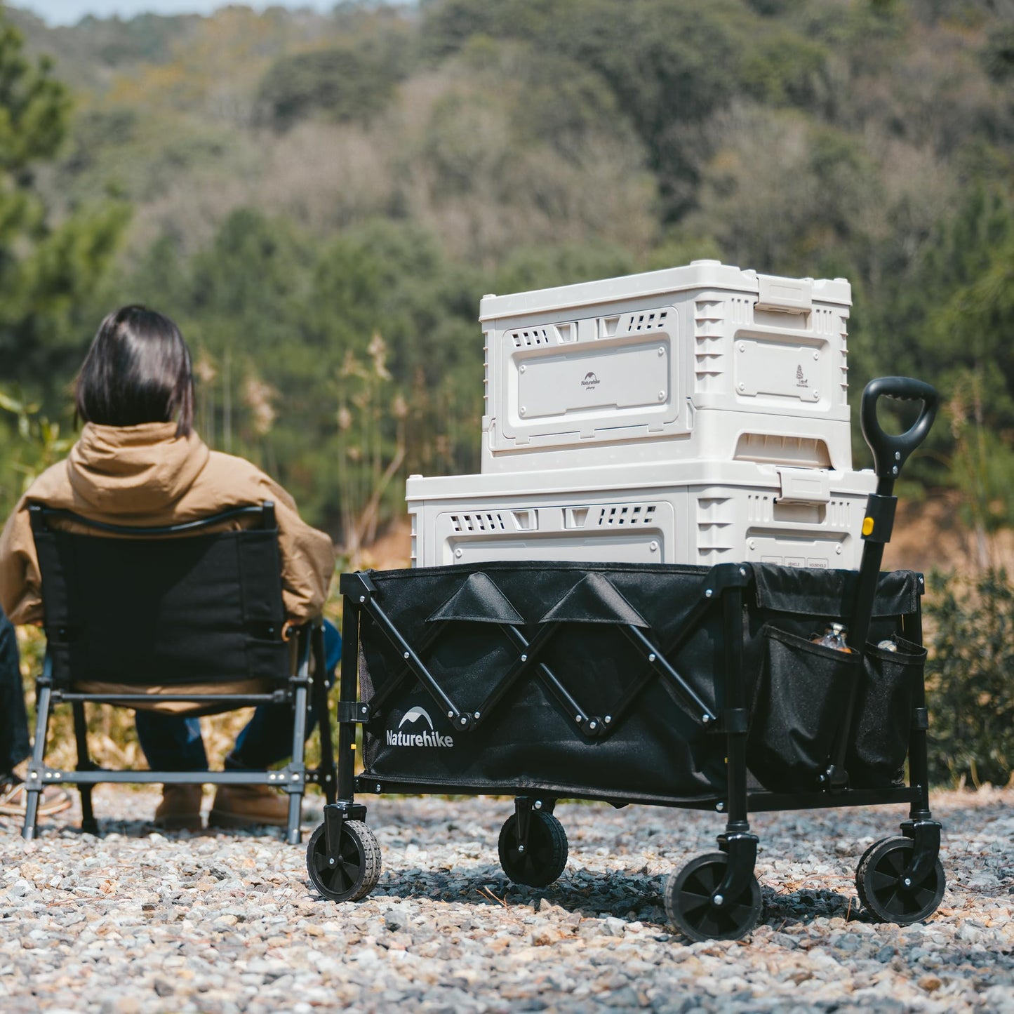 Naturehike Collapsible Folding Utility Cart with Cup Holders