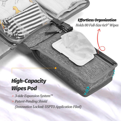 Portable Diaper Changing Pad with Wipes Pocket
