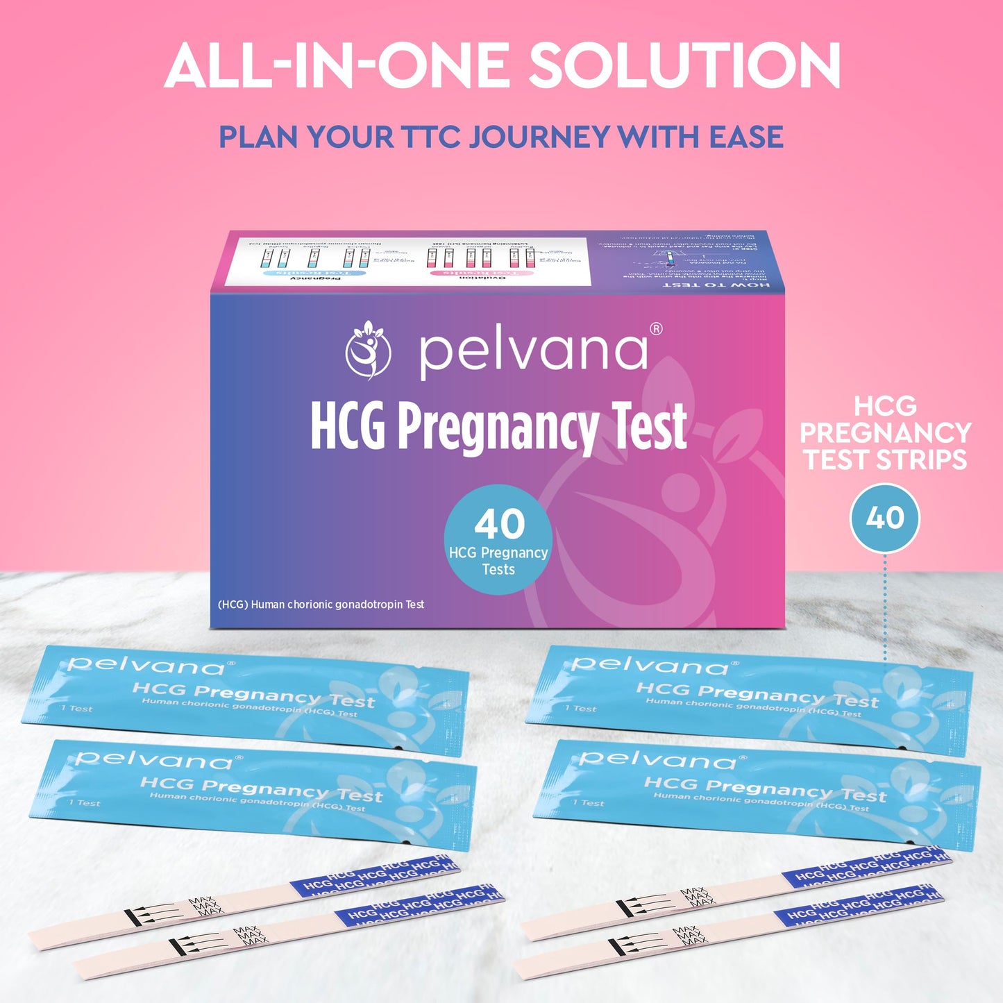 Pelvana 40 HCG Pregnancy Test Strips Value Pack