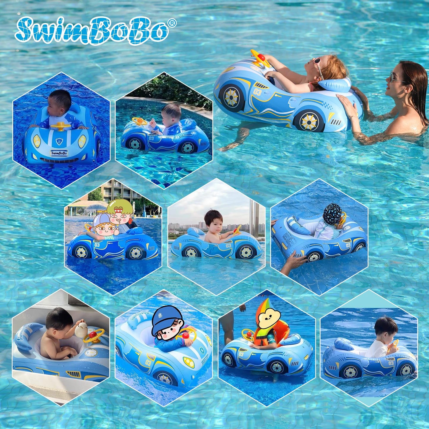 Toddler Pool Float Inflatable Ride-on Car