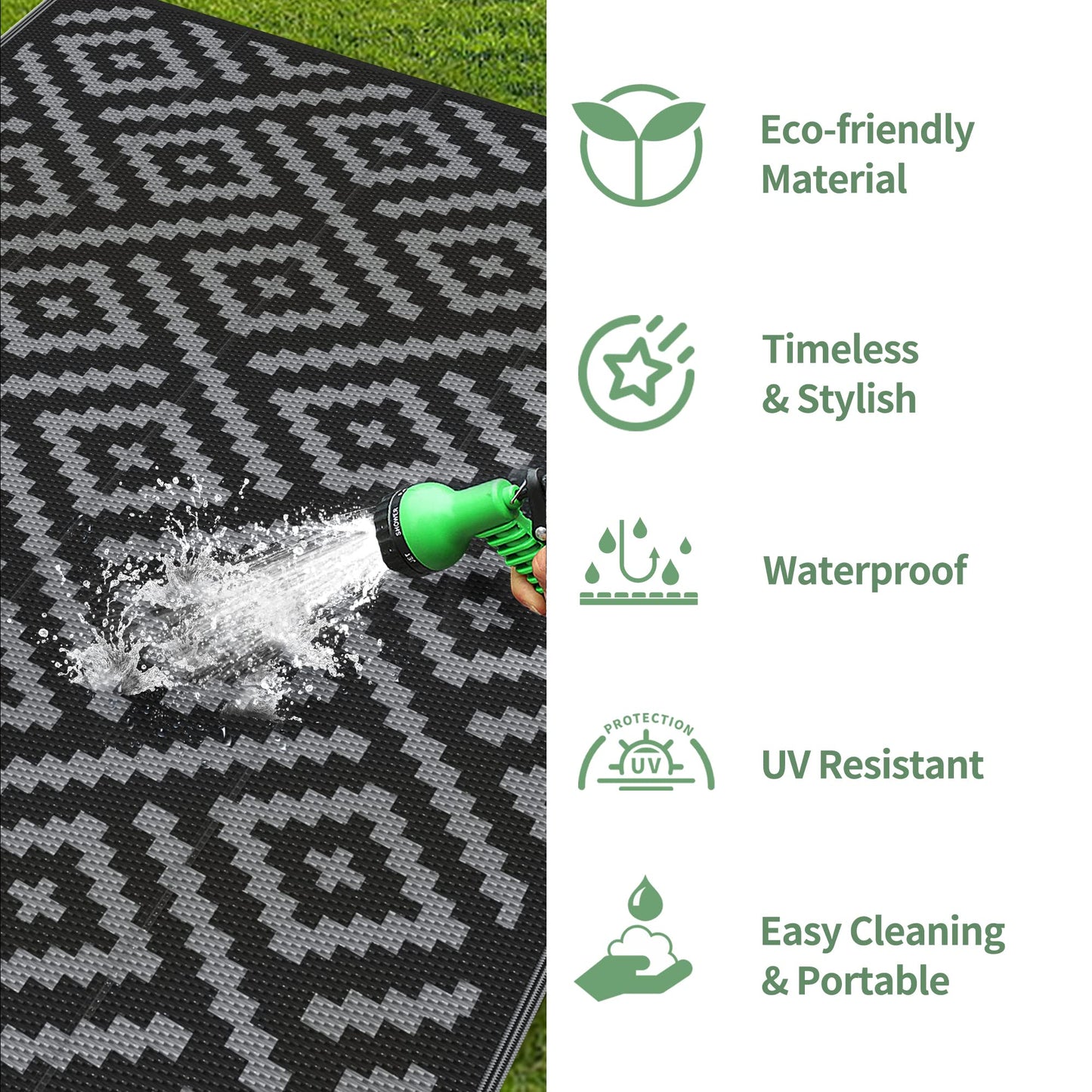 GENIMO Waterproof Outdoor Patio Rug, 5'x8' Reversible