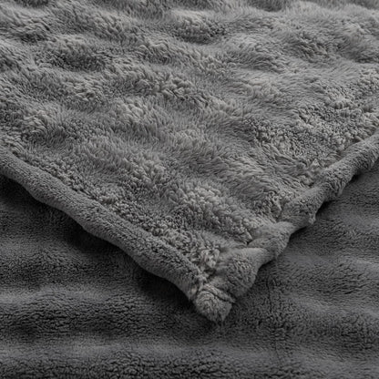 YUSOKI Faux Fur Throw Blanket with 3D Bubbles Super Soft Fuzzy Cozy Thick Blanket for Couch Chair Sofa Gift Home Décor(Grey,50 * 60inches)