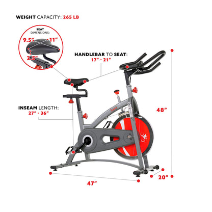 Sunny Health Indoor Cycling Exercise Bike with Monitor