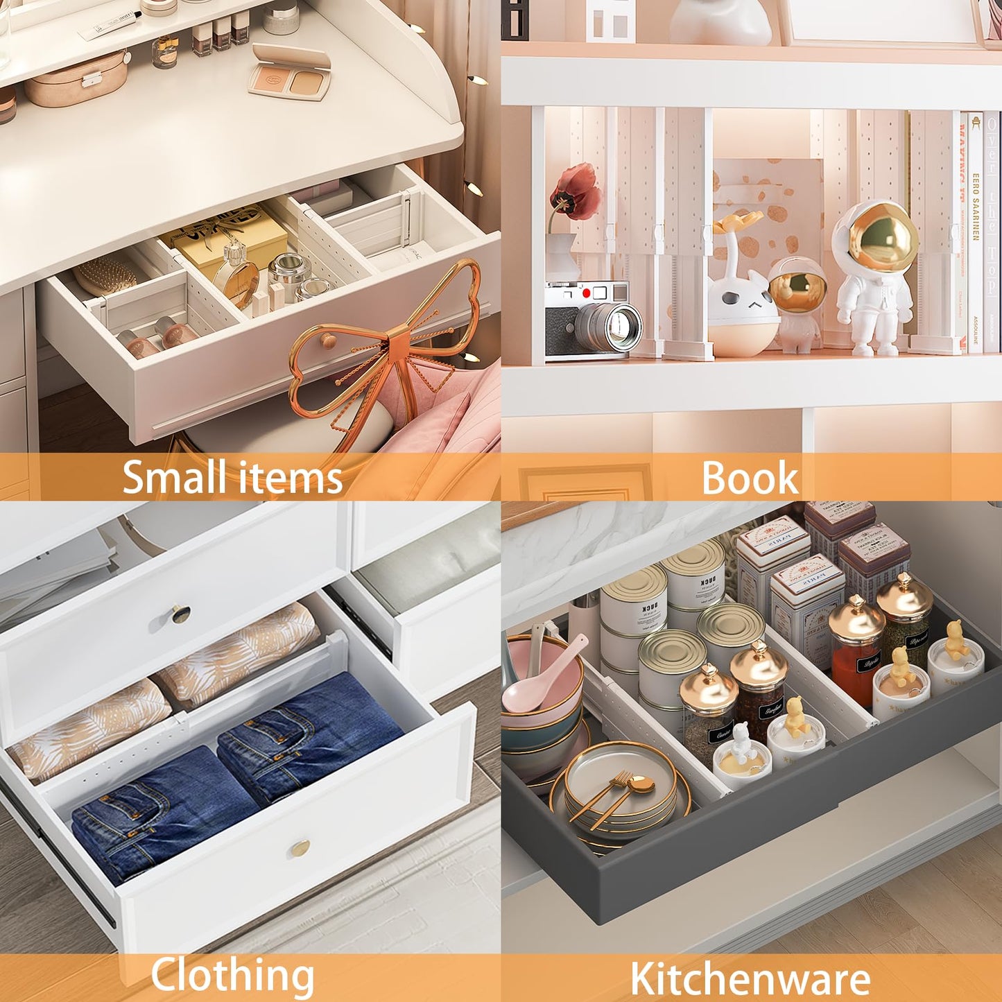 Adjustable 5-Pack Drawer Dividers for Storage