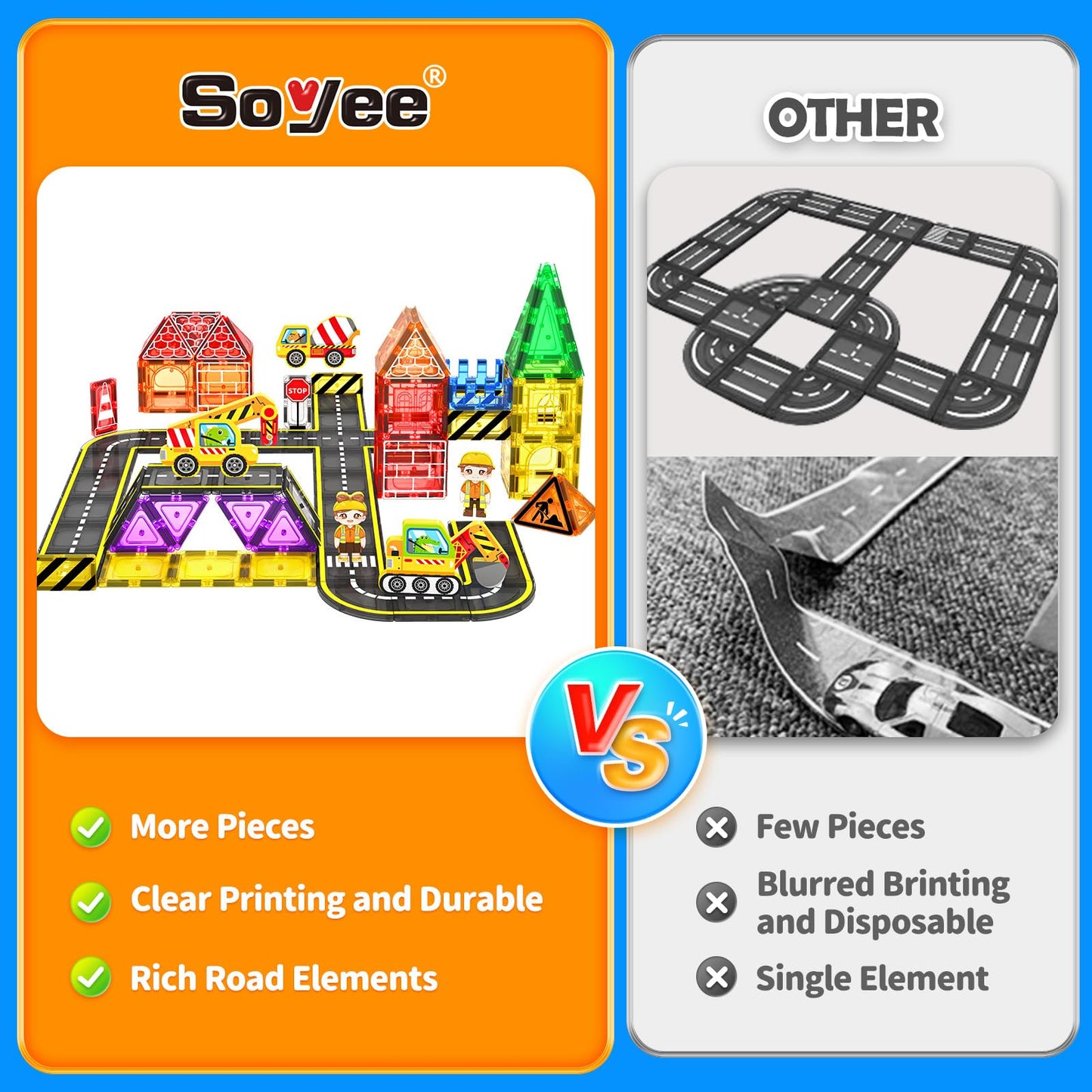 102 PCS Magnetic Building Tiles for Kids
