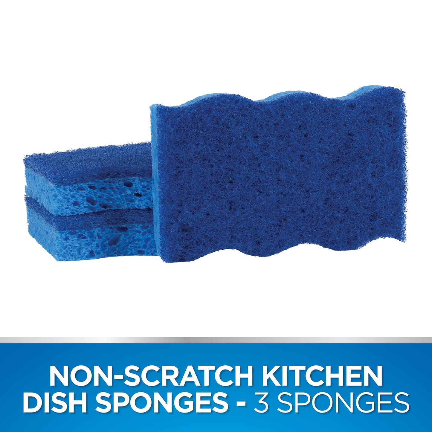 Dawn Non-Scratch Kitchen Sponges, Blue (3-Pack)