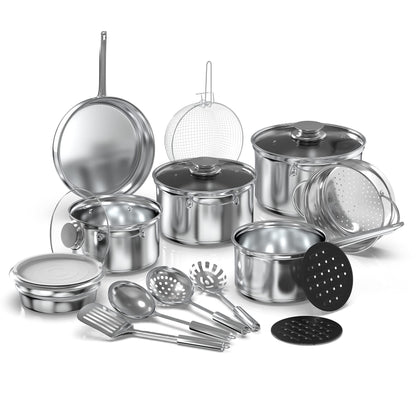 18-Piece Stainless Steel Cookware Set with Utensils
