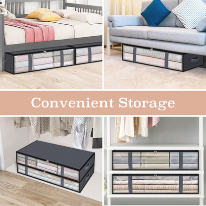 StorageRight Storage Bags, Clothes Storage, Under bed Storage Containers, Large Capacity Storage Bins, Foldable Storage Organizers For Clothes and Bedding - 75L/6 Pack/Grey