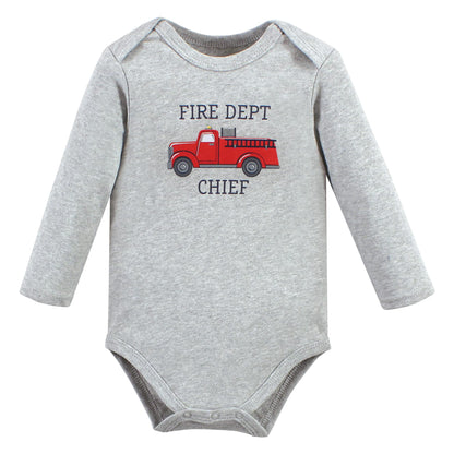 Hudson Baby Long-Sleeve Baby Bodysuit, Fire Truck