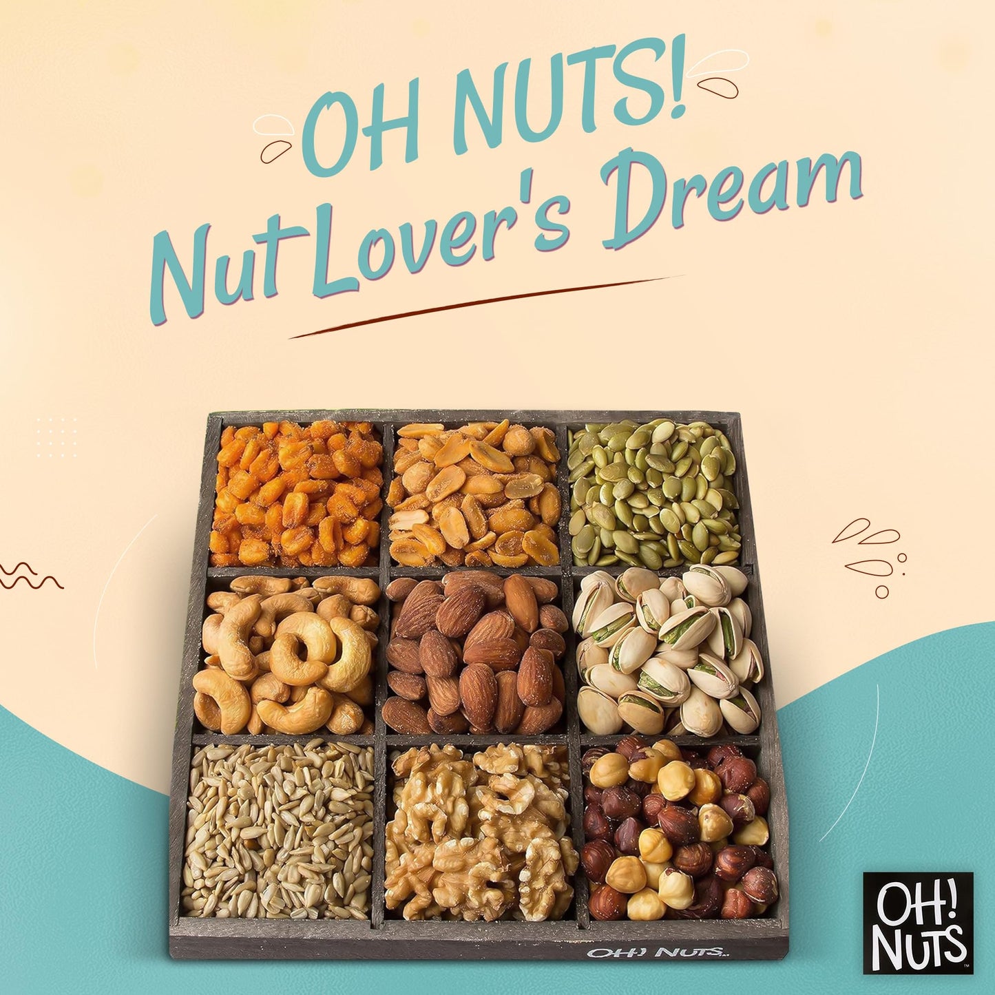 Mixed Nuts Gift Basket by Oh! Nuts - 9 Varieties