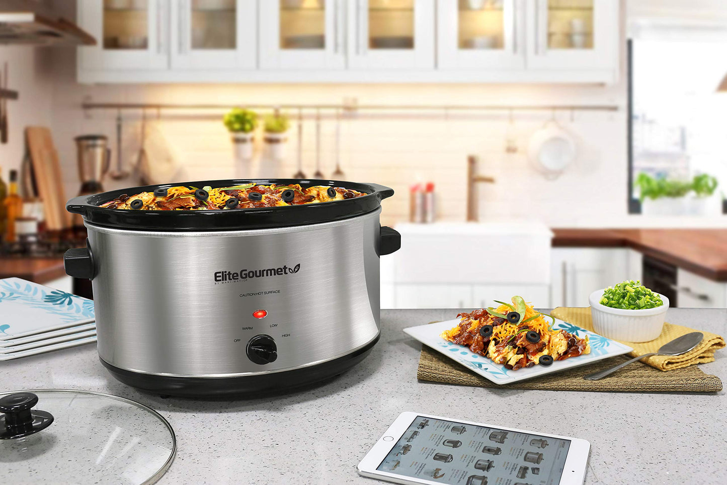 Elite Gourmet 8.5 Quart Stainless Steel Slow Cooker