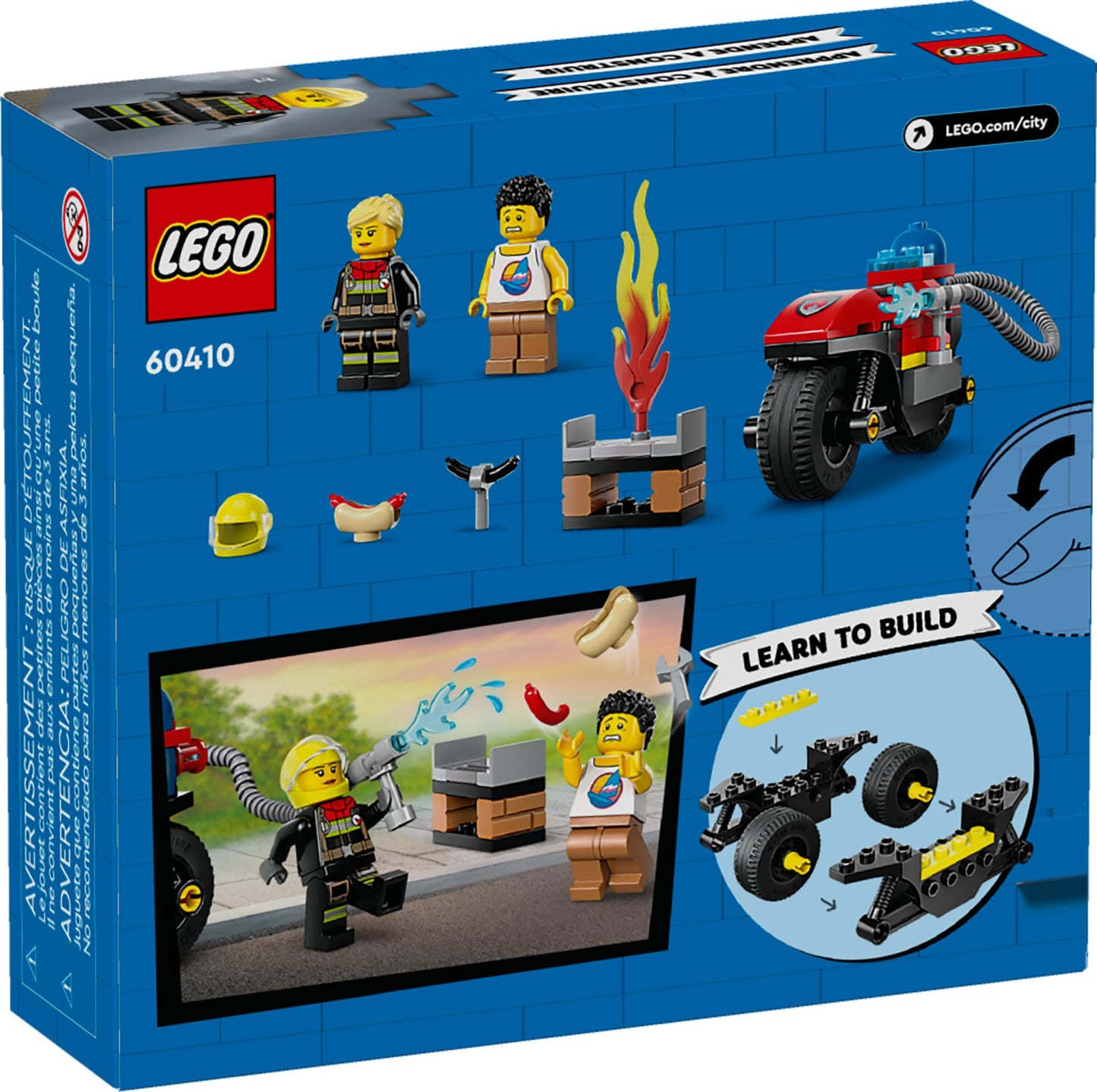 LEGO City Fire Rescue Motorcycle Firefighter Toy Playset for Kids Ages 4 and Up, Includes a Motorcycle Toy and 2 Minifigures, Fun Gift Idea or Pretend Play Toy for Boys and Girls, 60410