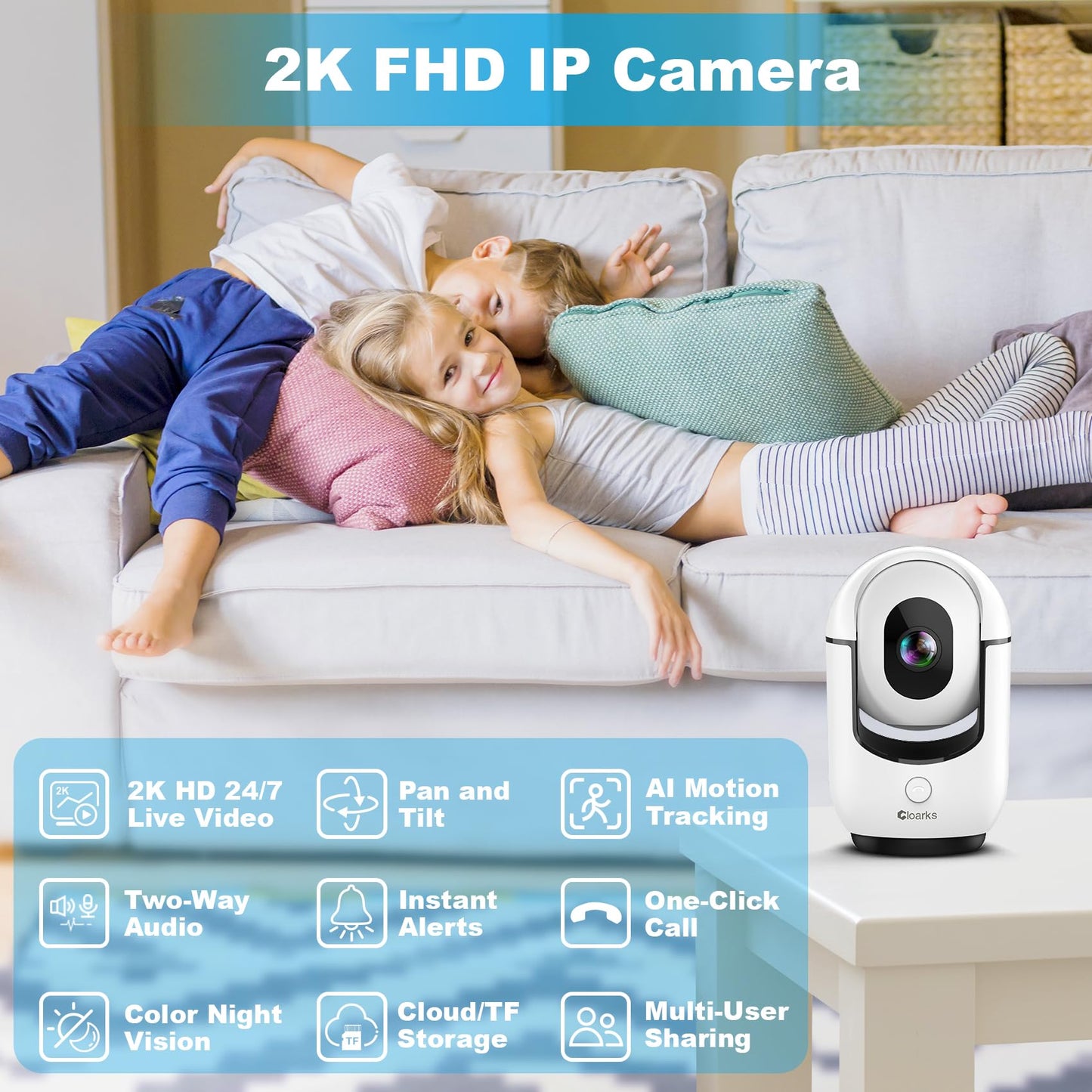 2K WiFi Security Camera with AI Motion Detection